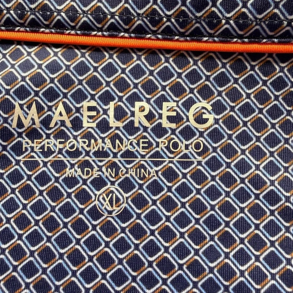 Maelreg Geometric Print Polo‎ XL Blue Performance Golf Shirt Dadcore GolfCore